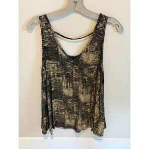 Jennifer Lopez Gold Leaf Metallic Sleeveless Tank Size Large Dressy Top